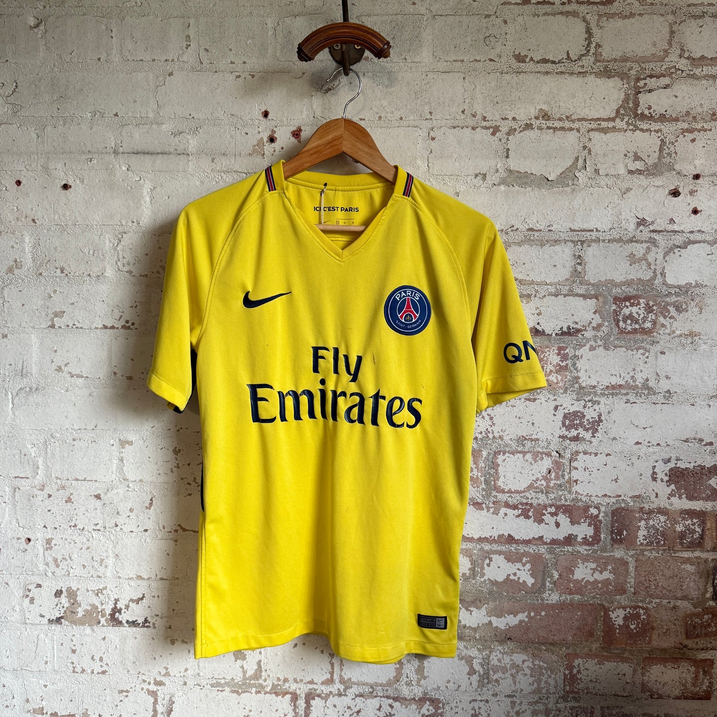 Vintage Yellow Nike PSG Football Away Kit Shirt