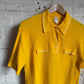 1960s 1970s Yellow Italian Knitted Polo Shirt Top