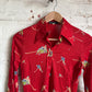 1970s Red Hockey Graphic Button Shirt