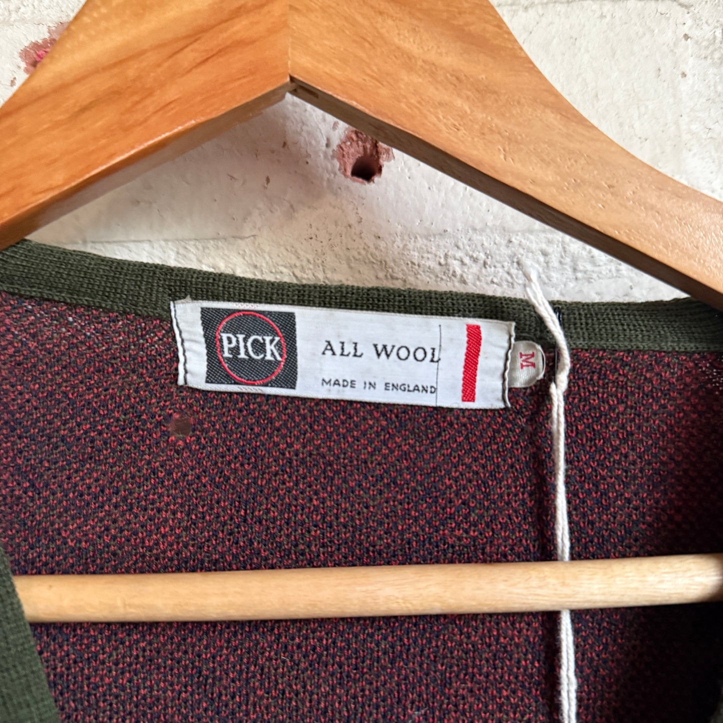 1960s Patterned British Wool Knitted Cardigan Jumper