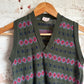 1940s 1950s Green Fair Isle Knitted Tank Top Sweater Vest Jumper