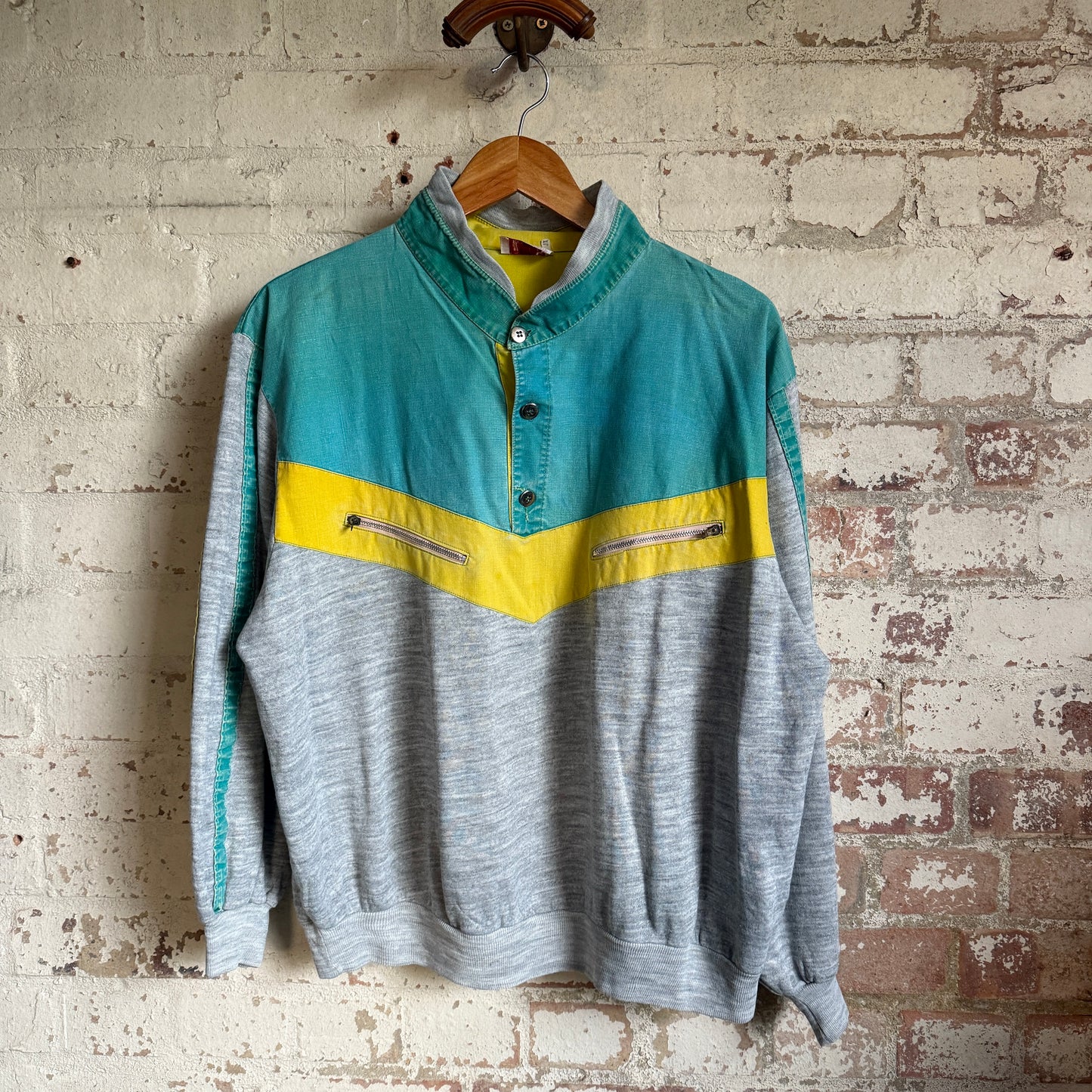 1980s Cotton Zip Button Unusual Sweatshirt
