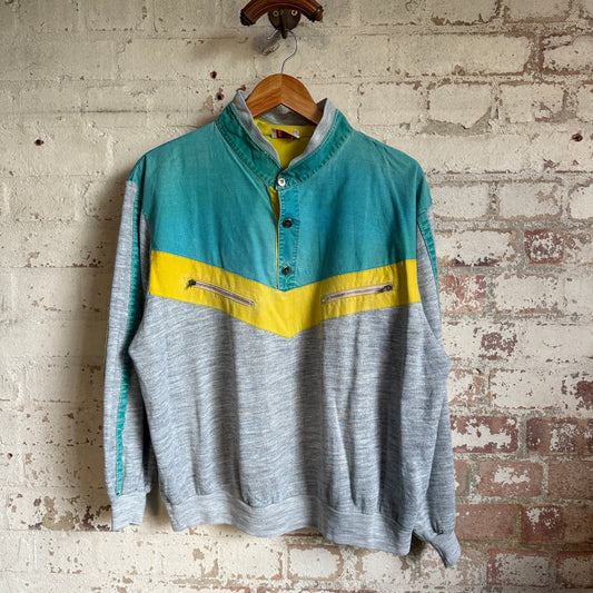 1980s Cotton Zip Button Unusual Sweatshirt