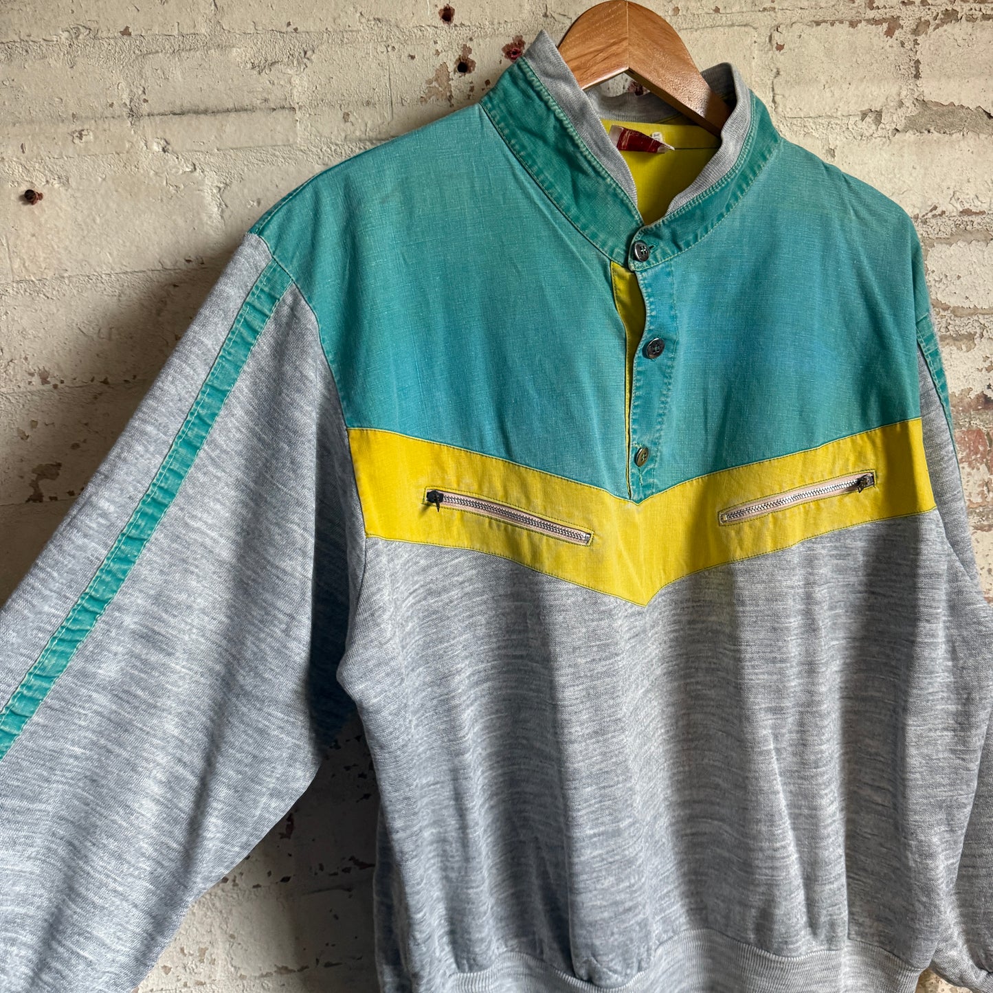 1980s Cotton Zip Button Unusual Sweatshirt
