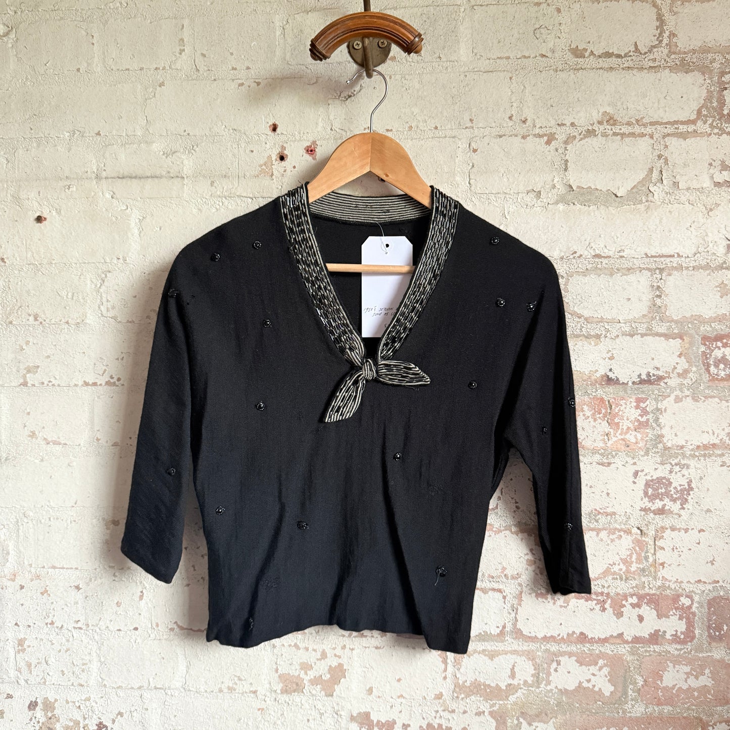 1950s Black Sequin Knitted Top