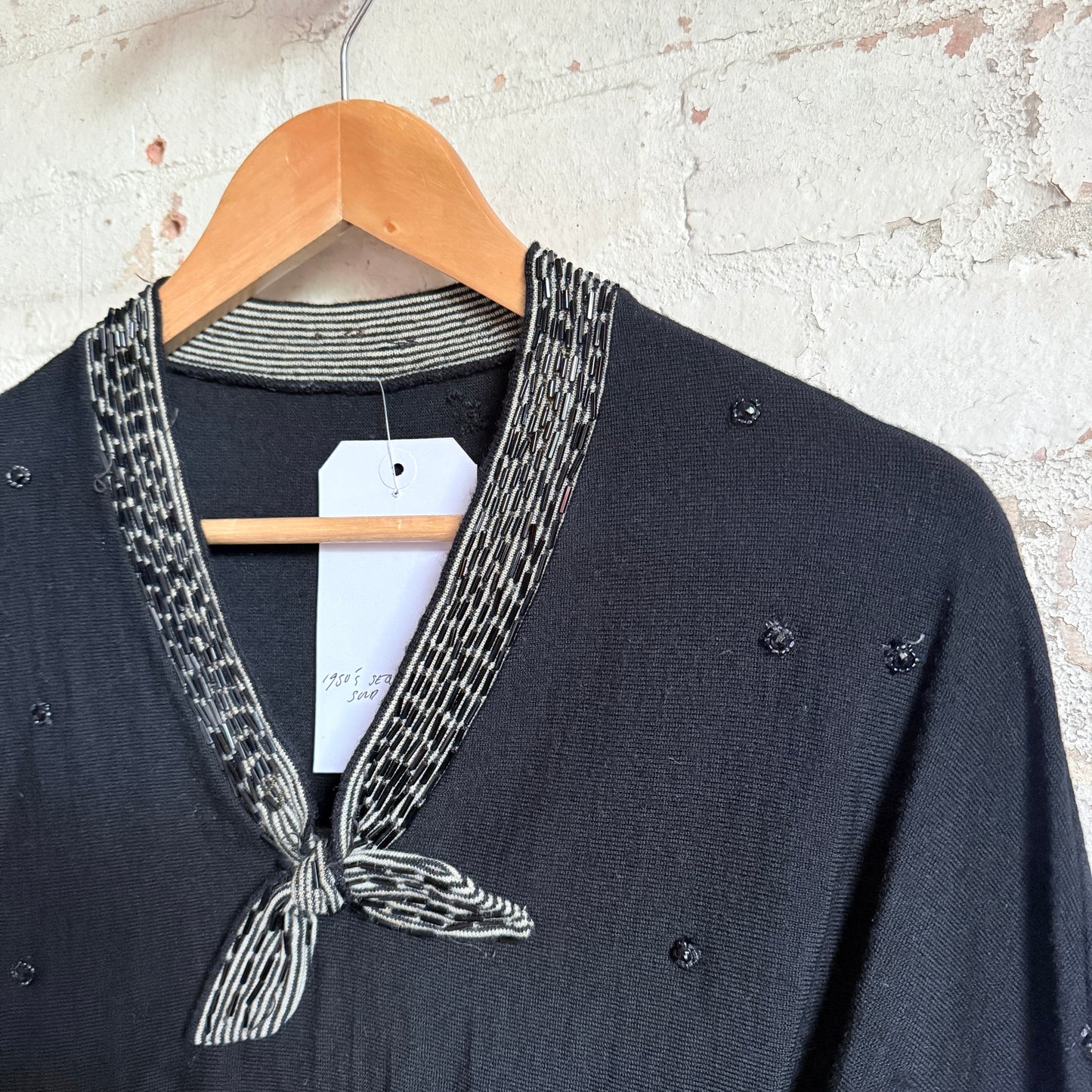 1950s Black Sequin Knitted Top