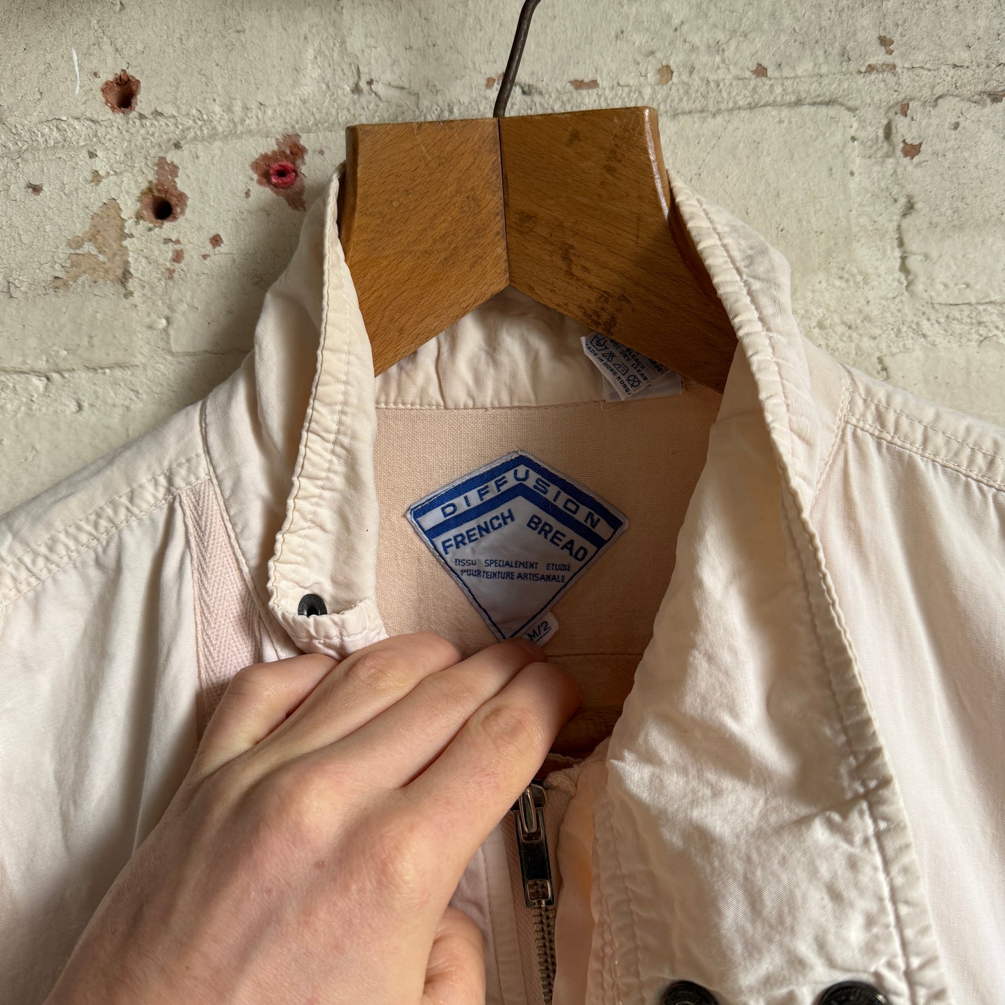 1980s Cream French Cotton Design Bomber Jacket