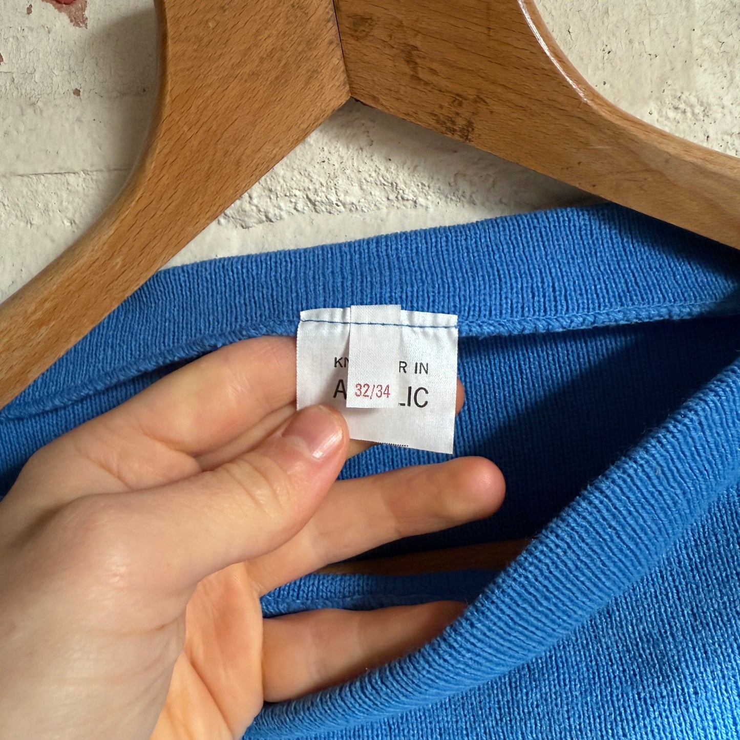 1980s Blue Knitted boat Neck Jumper Top