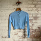 1960s Baby Blue Cotton Cardigan Sweatshirt Top