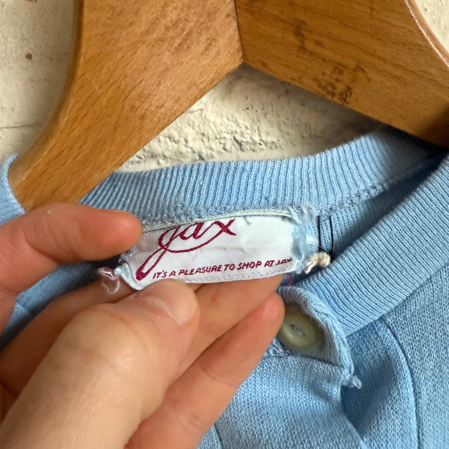 1960s Baby Blue Cotton Cardigan Sweatshirt Top