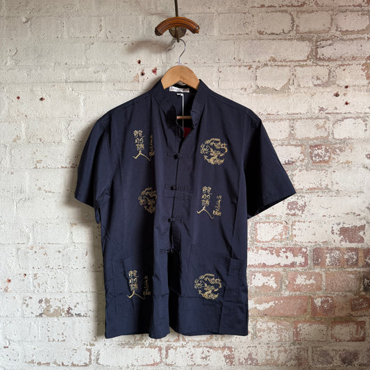 1980s Navy Chinese Embroidered Shirt