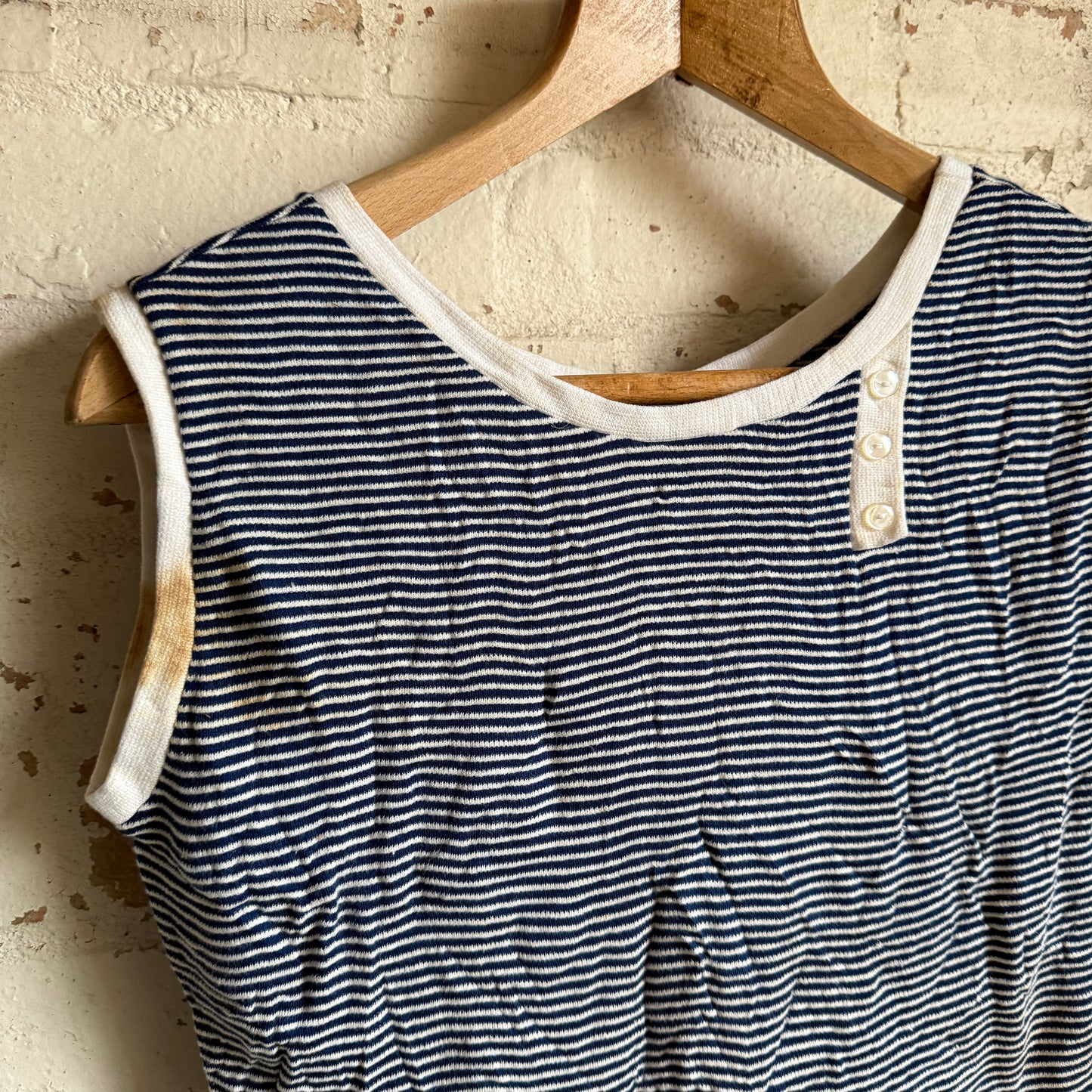 1960s Blue Striped Vest Top
