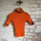 1970s Orange Knitted Roll Neck Jumper Top