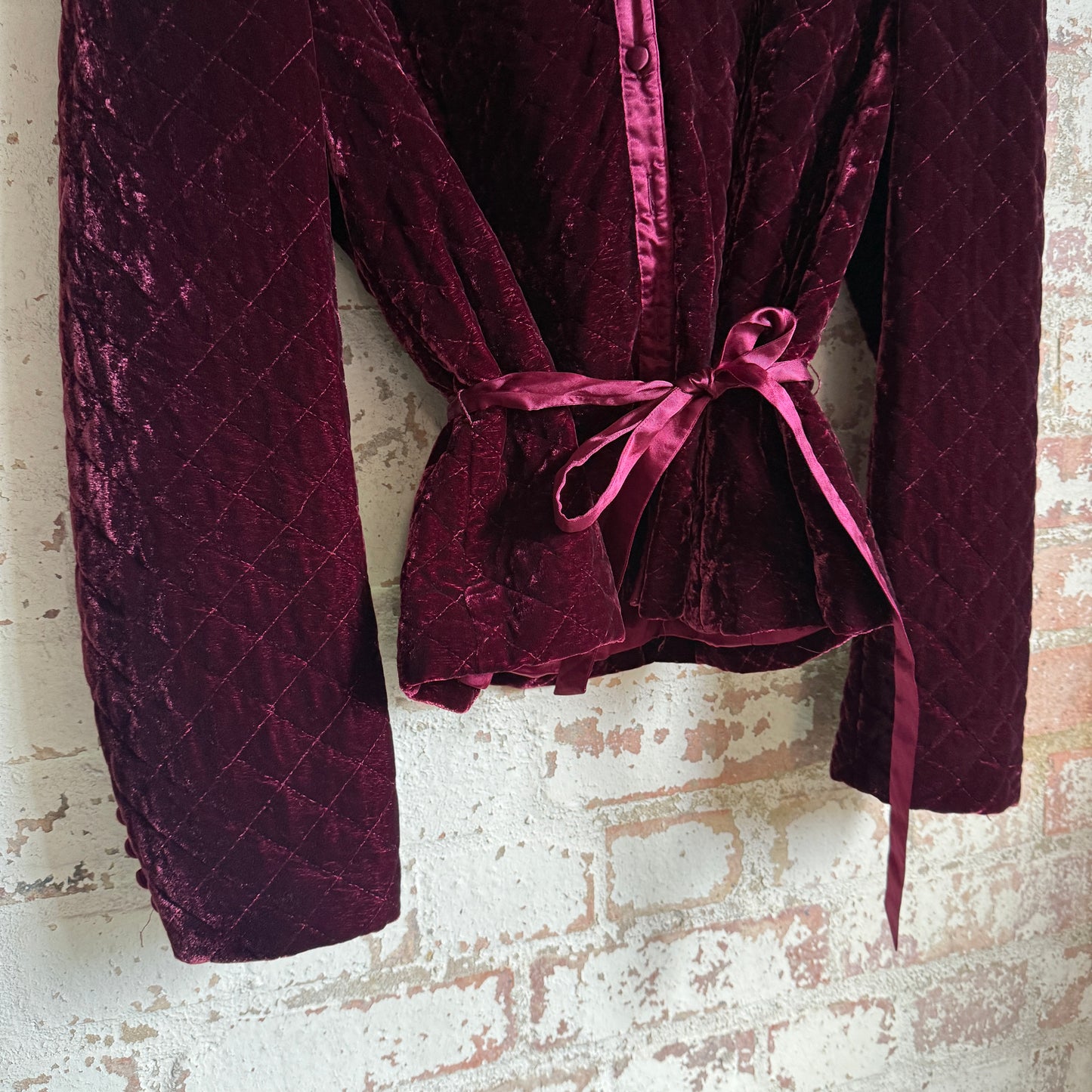 1990s Burgundy Red Laura Ashley Velvet Jacket Coat