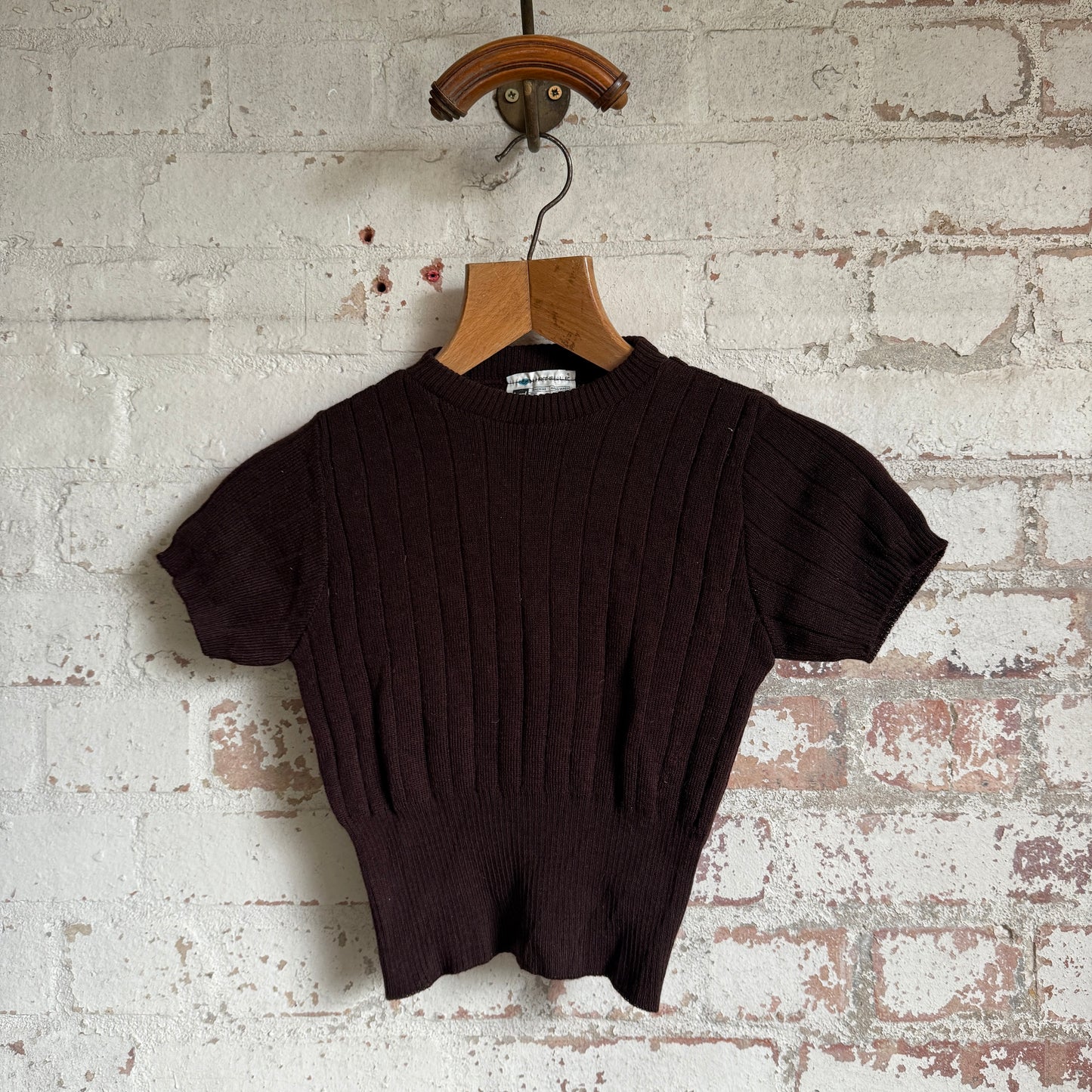 1970s Brown Knitted Short Sleeved Jumper