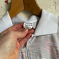 1980s Beige Zip Patterned Polo Shirt Top