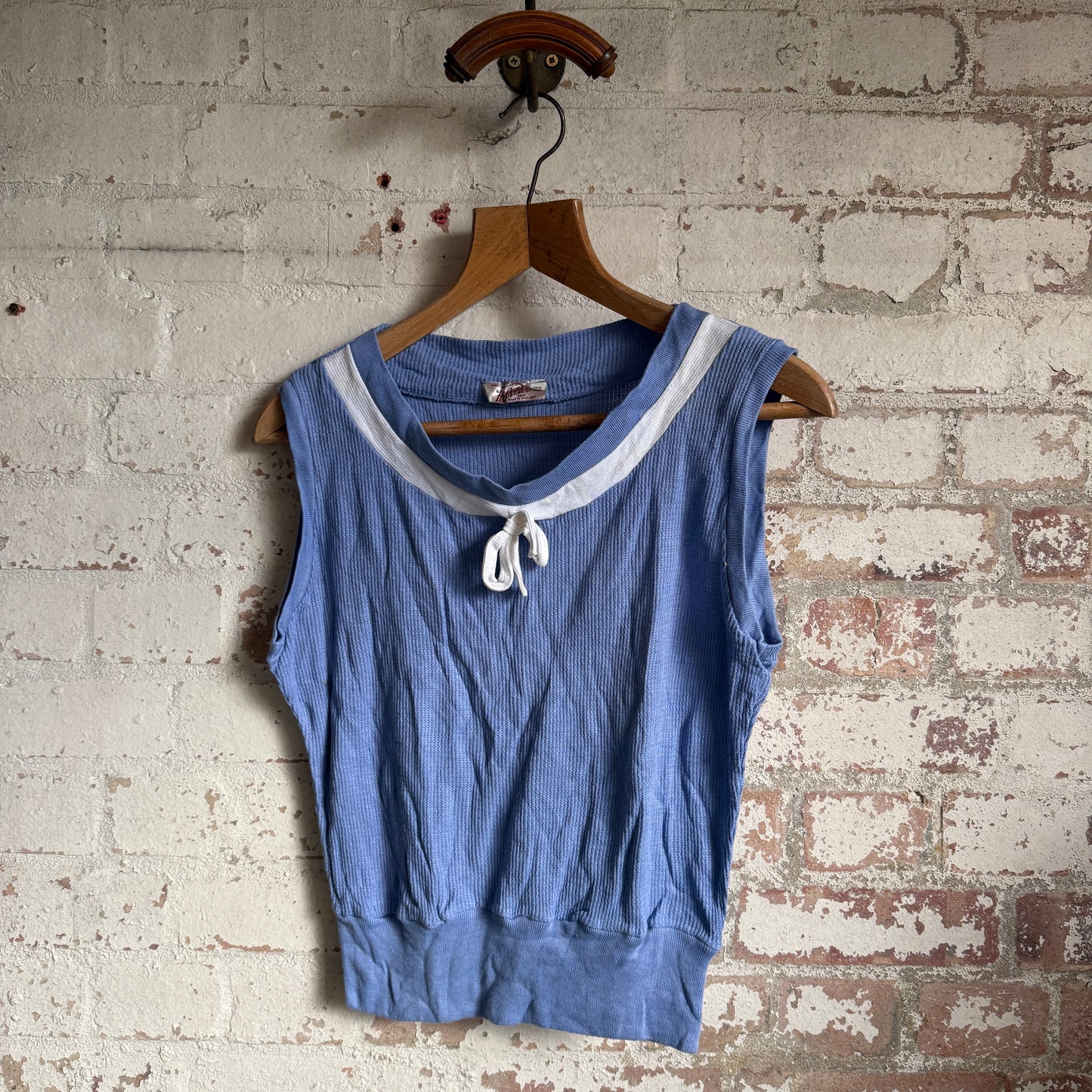 1960s Blue Holstar British Cotton vest Top