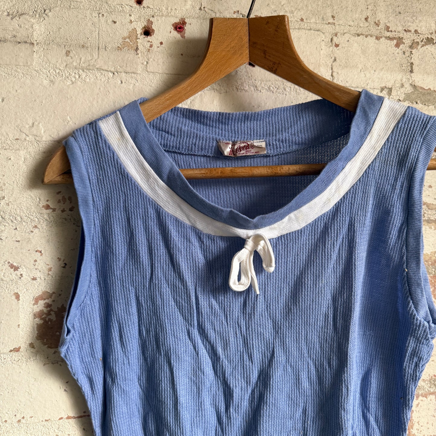 1960s Blue Holstar British Cotton vest Top