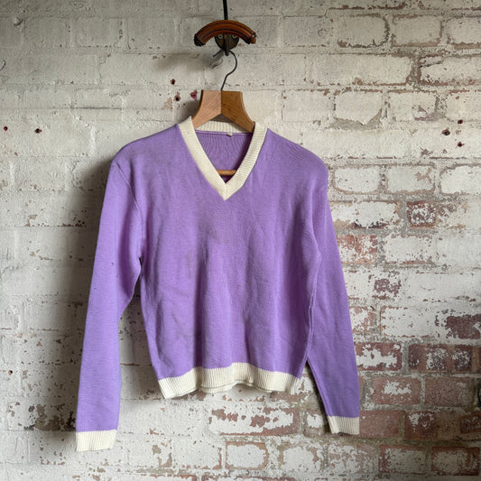 1940s Purple Wool Knitted British Jumper
