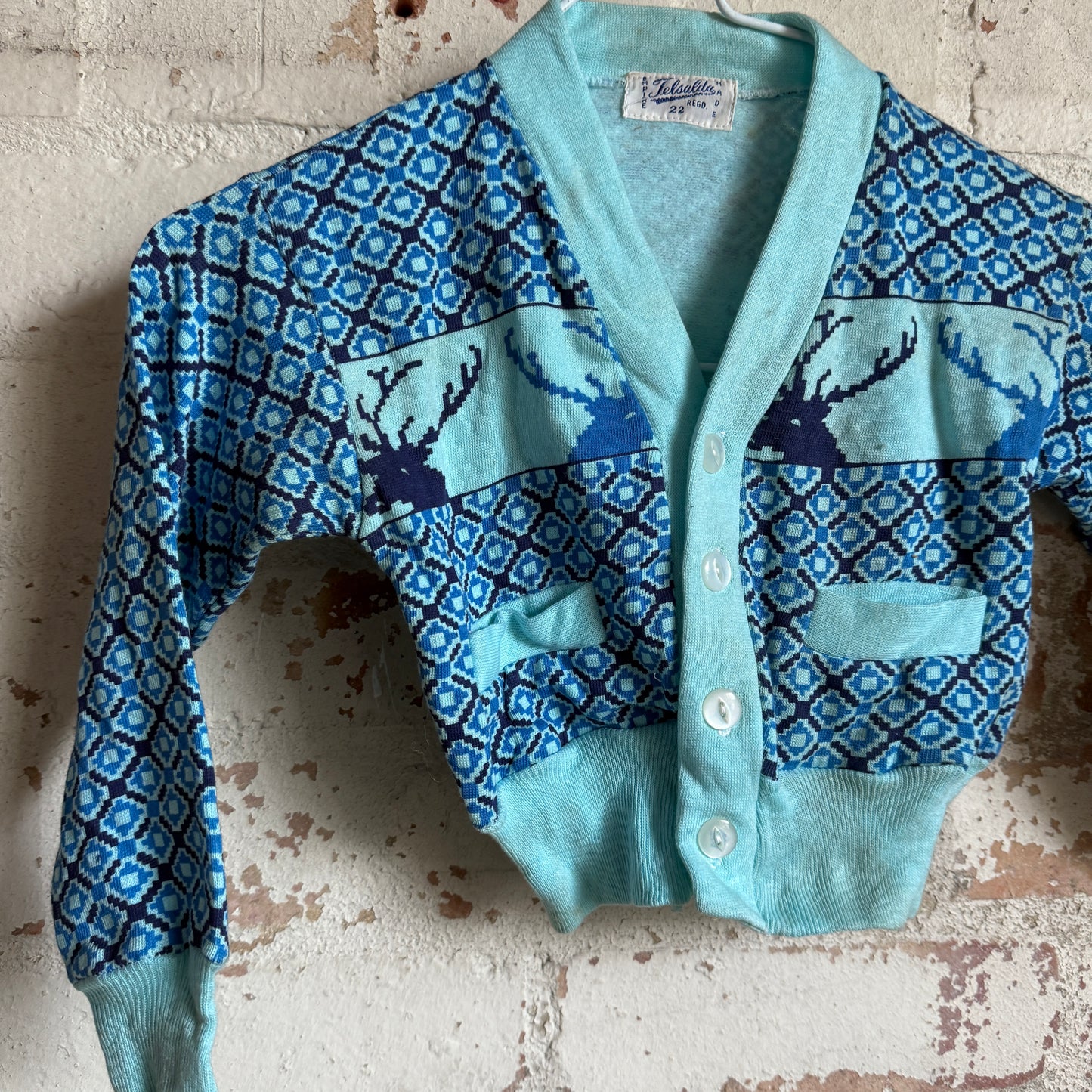 1950s Kids Printed Graphic Cardigan