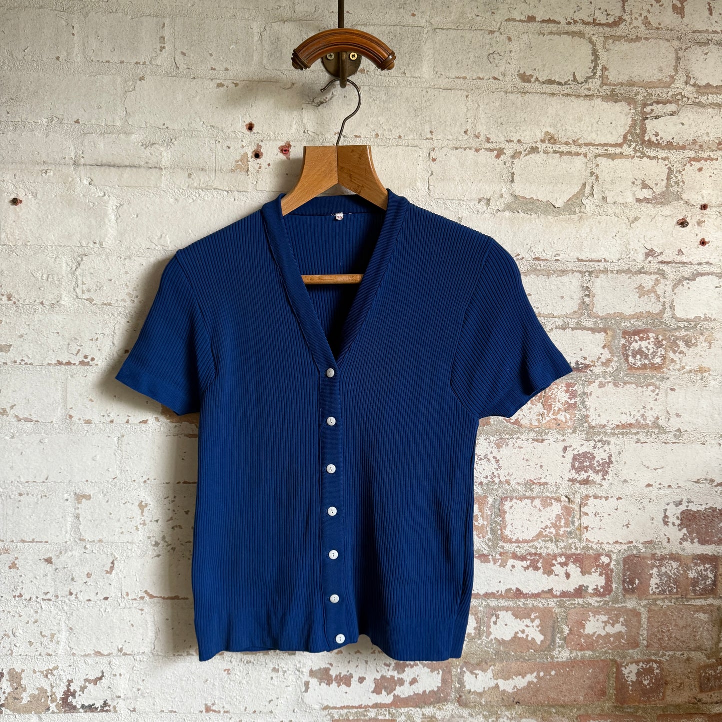 1980s Blue Button Cardigan Blouse Top