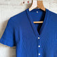 1980s Blue Button Cardigan Blouse Top