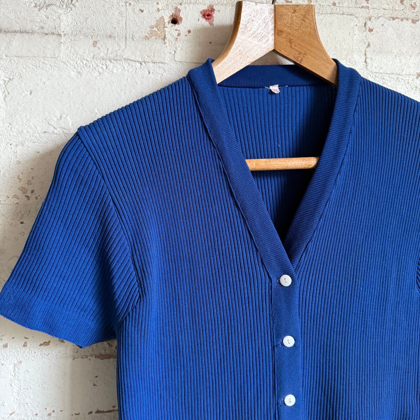 1980s Blue Button Cardigan Blouse Top