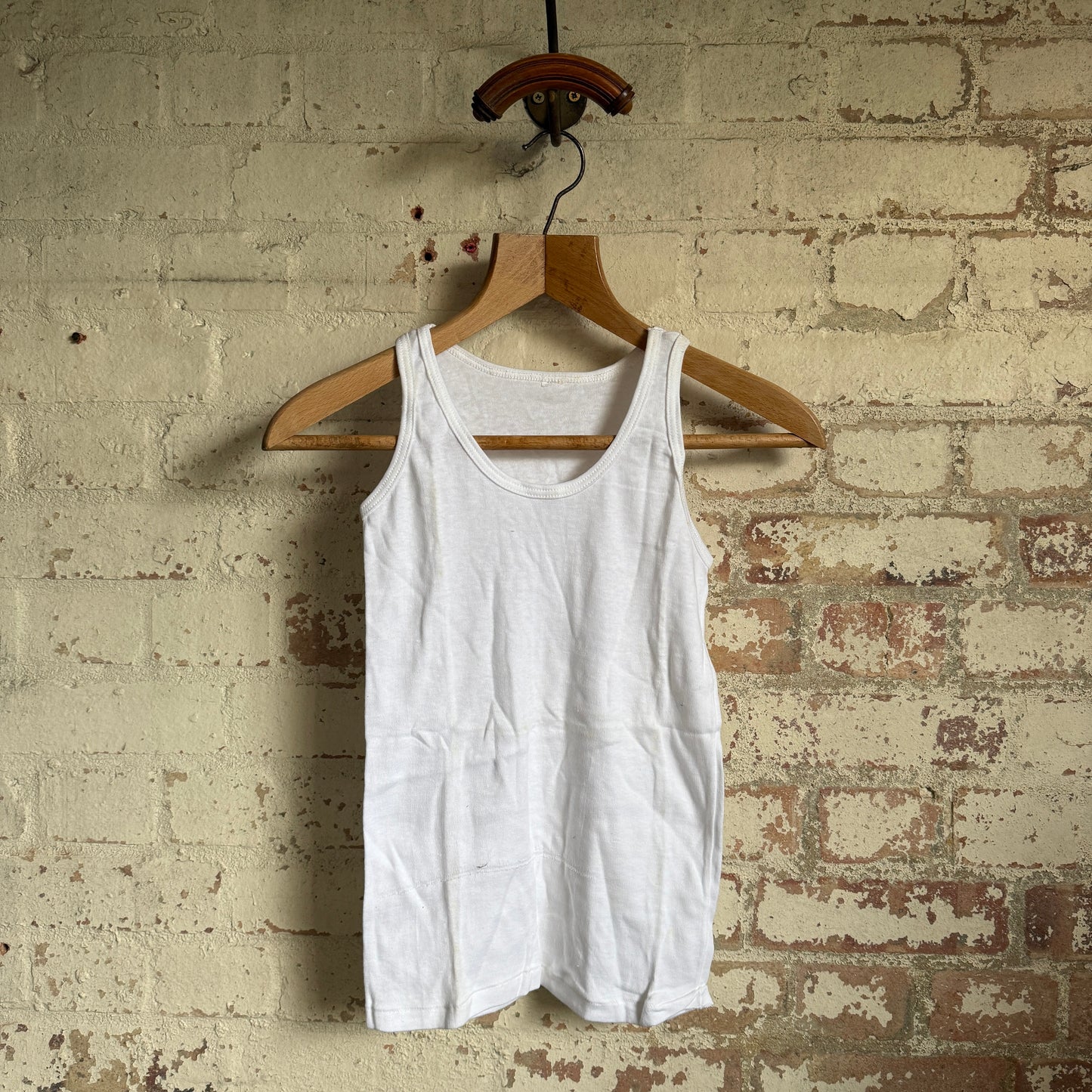 1970s White Cotton Vest Top