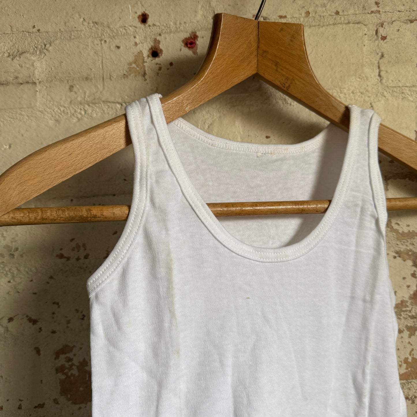 1970s White Cotton Vest Top