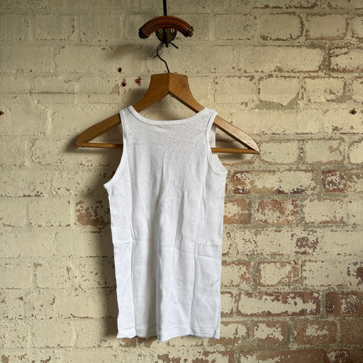 1970s White Cotton Vest Top