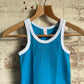 1970s Turquoise Blue Cotton Dead Stock Vest Top