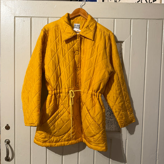 1980s Yellow Padded Quilted Silk Jacket