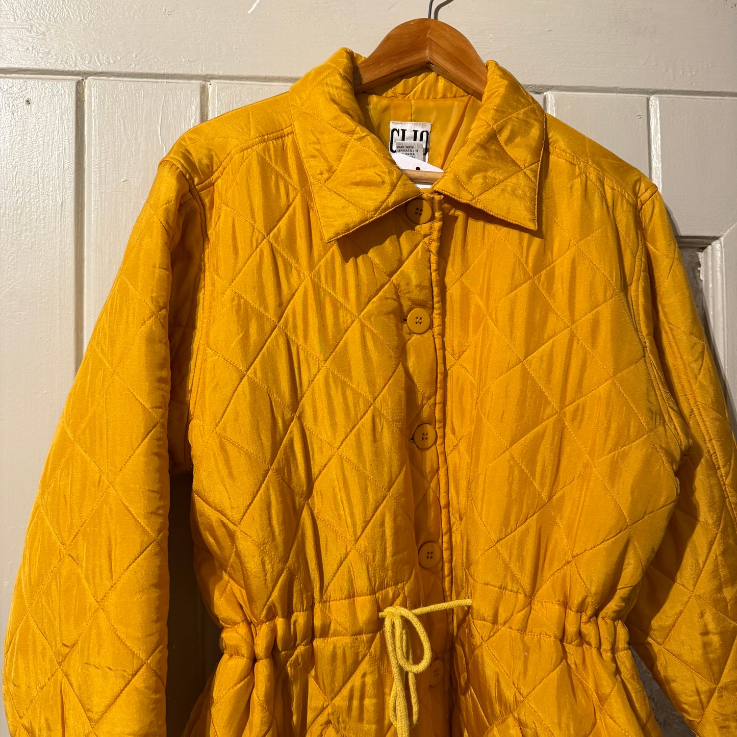 1980s Yellow Padded Quilted Silk Jacket