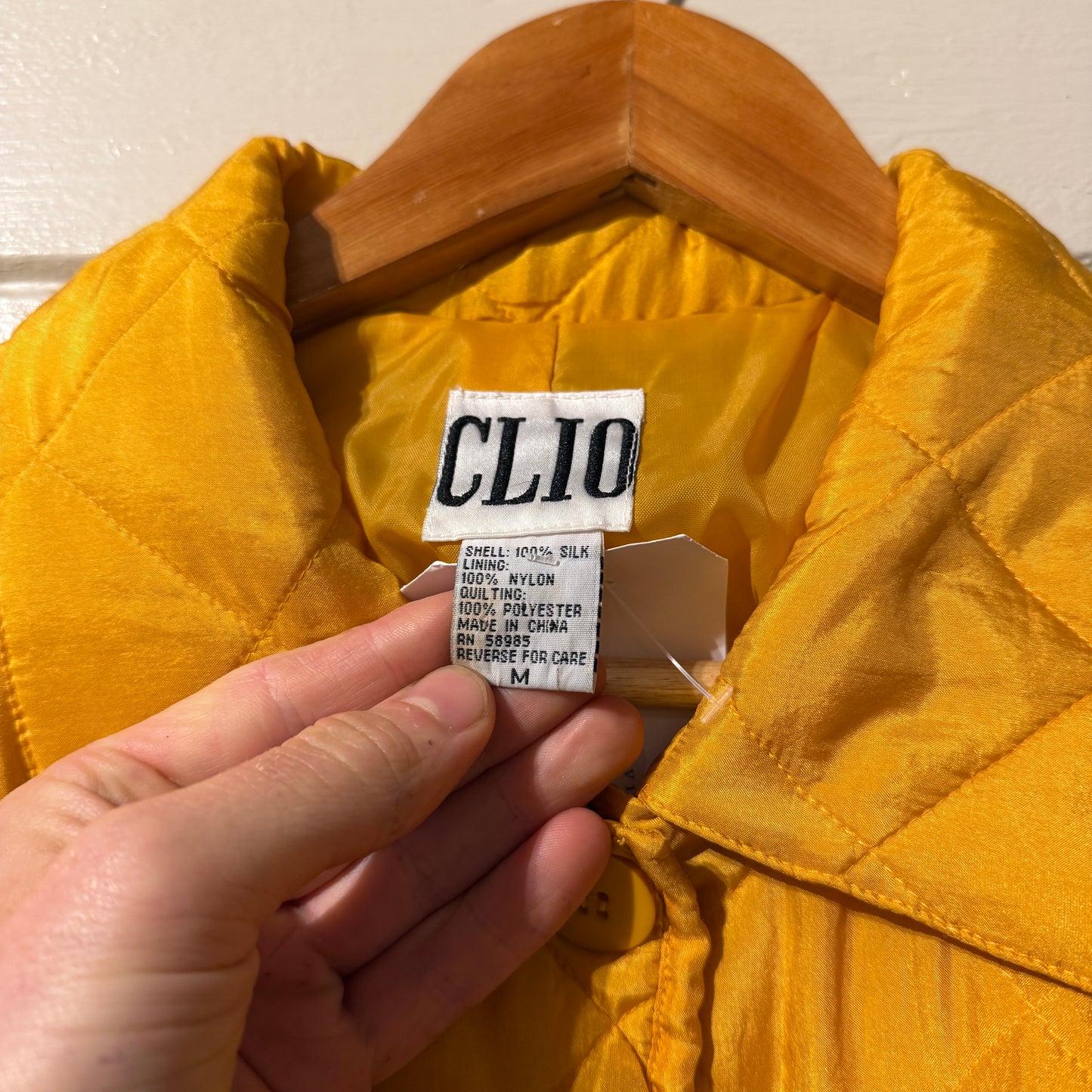 1980s Yellow Padded Quilted Silk Jacket