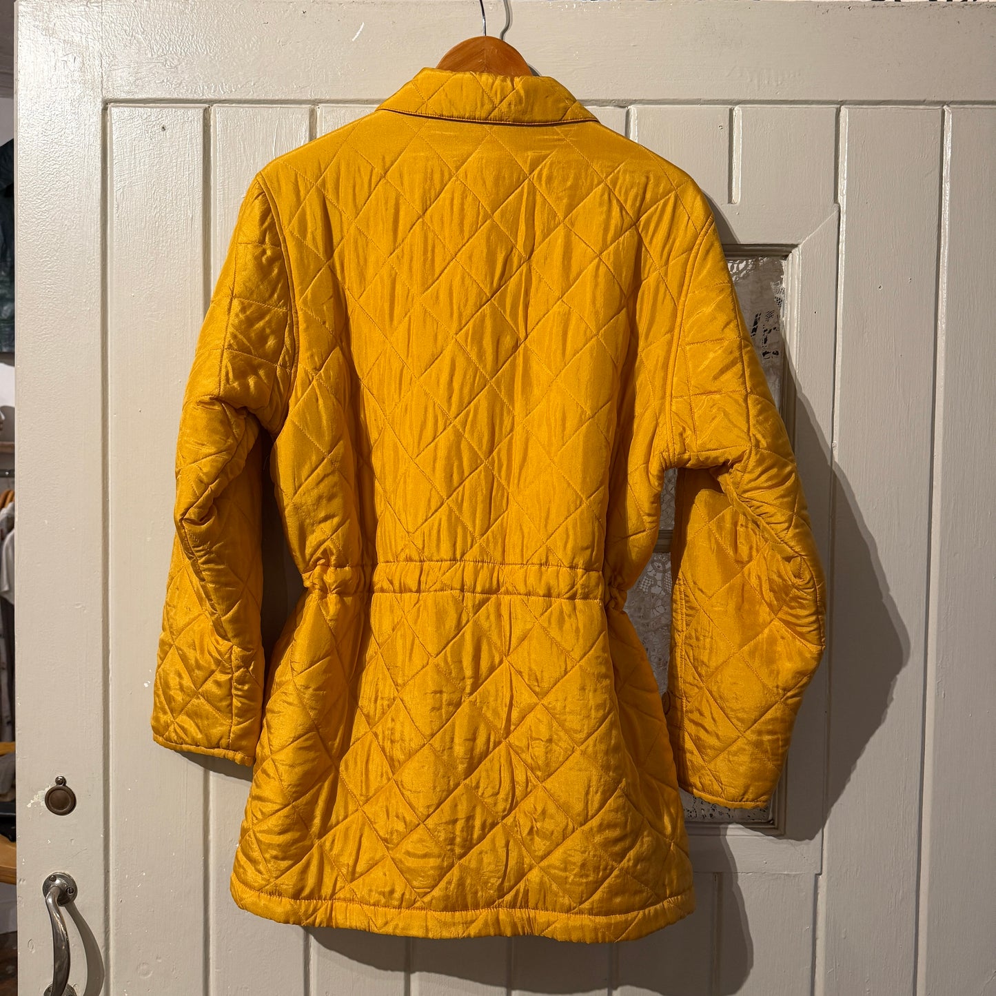 1980s Yellow Padded Quilted Silk Jacket
