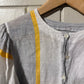 1970s Grey Linen Button Blouse Top
