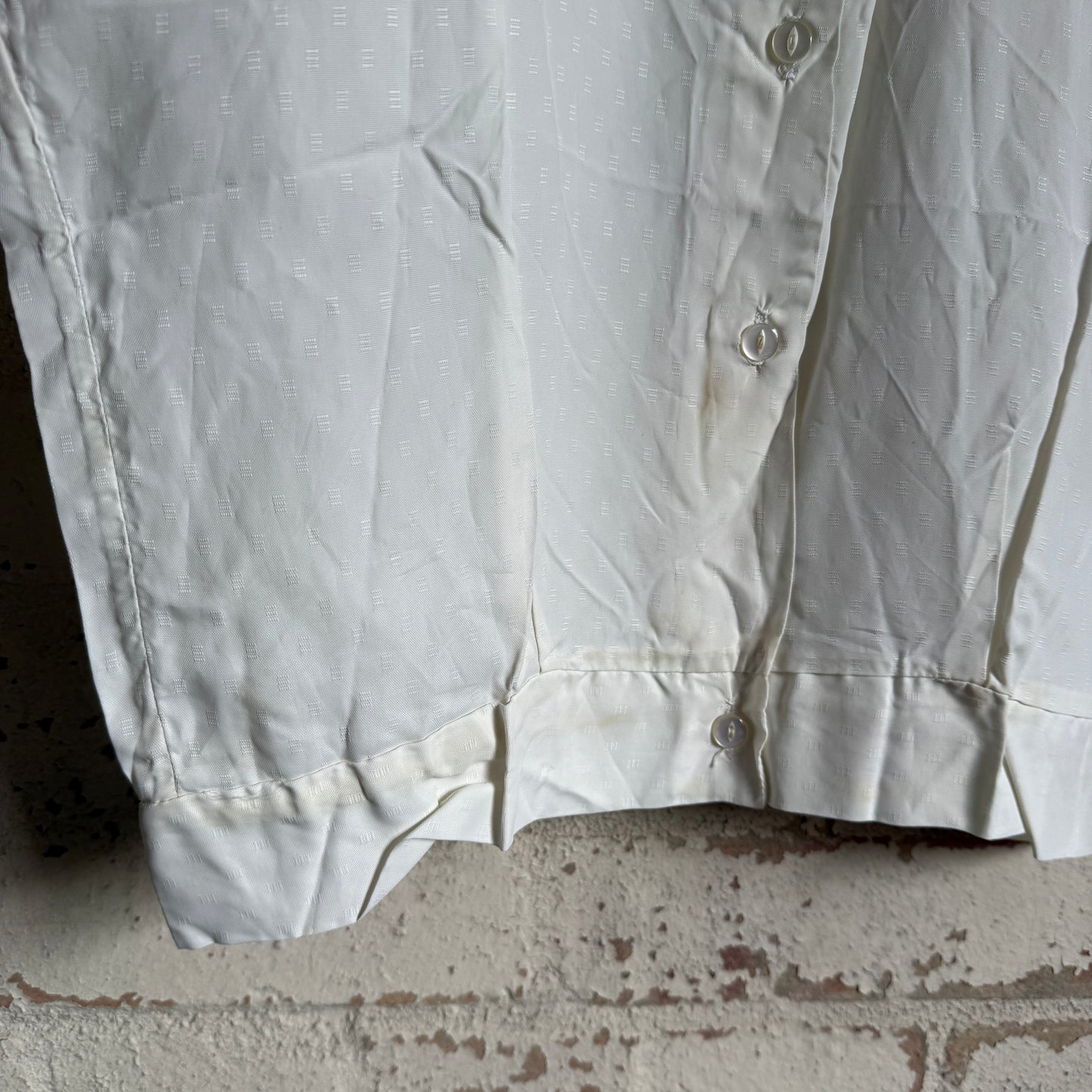 1960s White Button Rayon Blouse Top