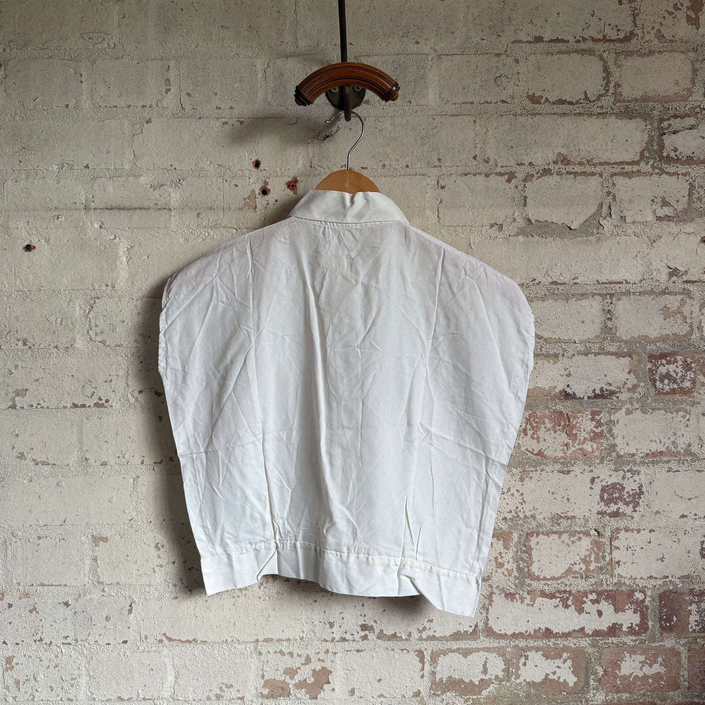 1960s White Button Rayon Blouse Top