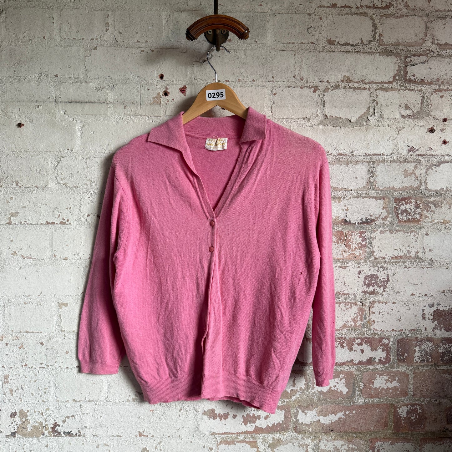 1960s 1970s Pink Knitted Cardigan Jumper