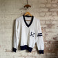 1980s White 'K' Graphic Knitted Jumper