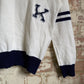 1980s White 'K' Graphic Knitted Jumper