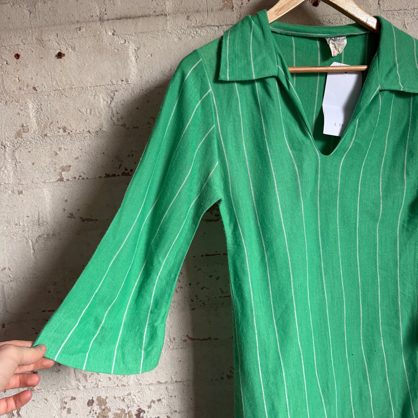 1970s Green Striped Long Sleeve Football Shirt