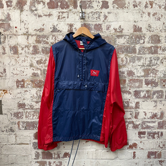 1980s Navy and Red Puma Pullover Jacket