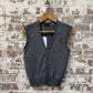 1970s Grey Button Knitted Waistcoat Jumper