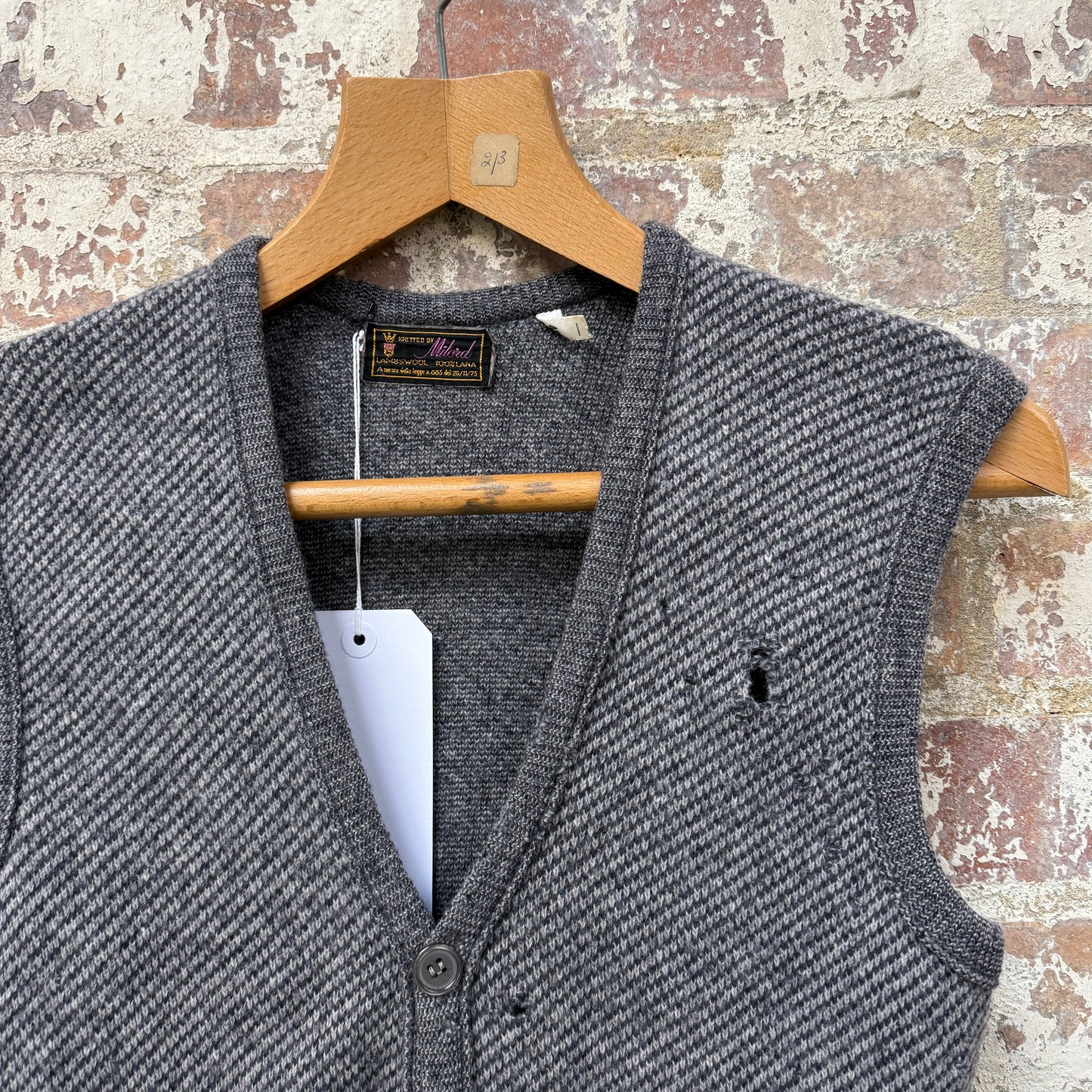 1970s Grey Button Knitted Waistcoat Jumper