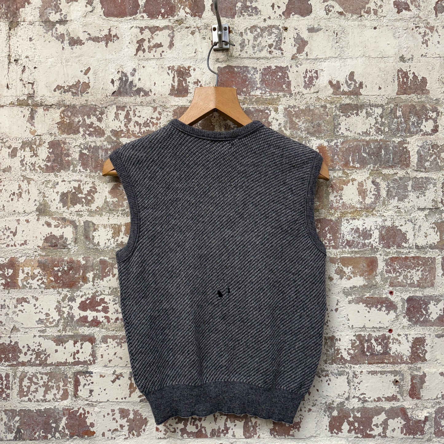 1970s Grey Button Knitted Waistcoat Jumper