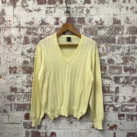 1970s Yellow Italian Cable Knitted Jumper