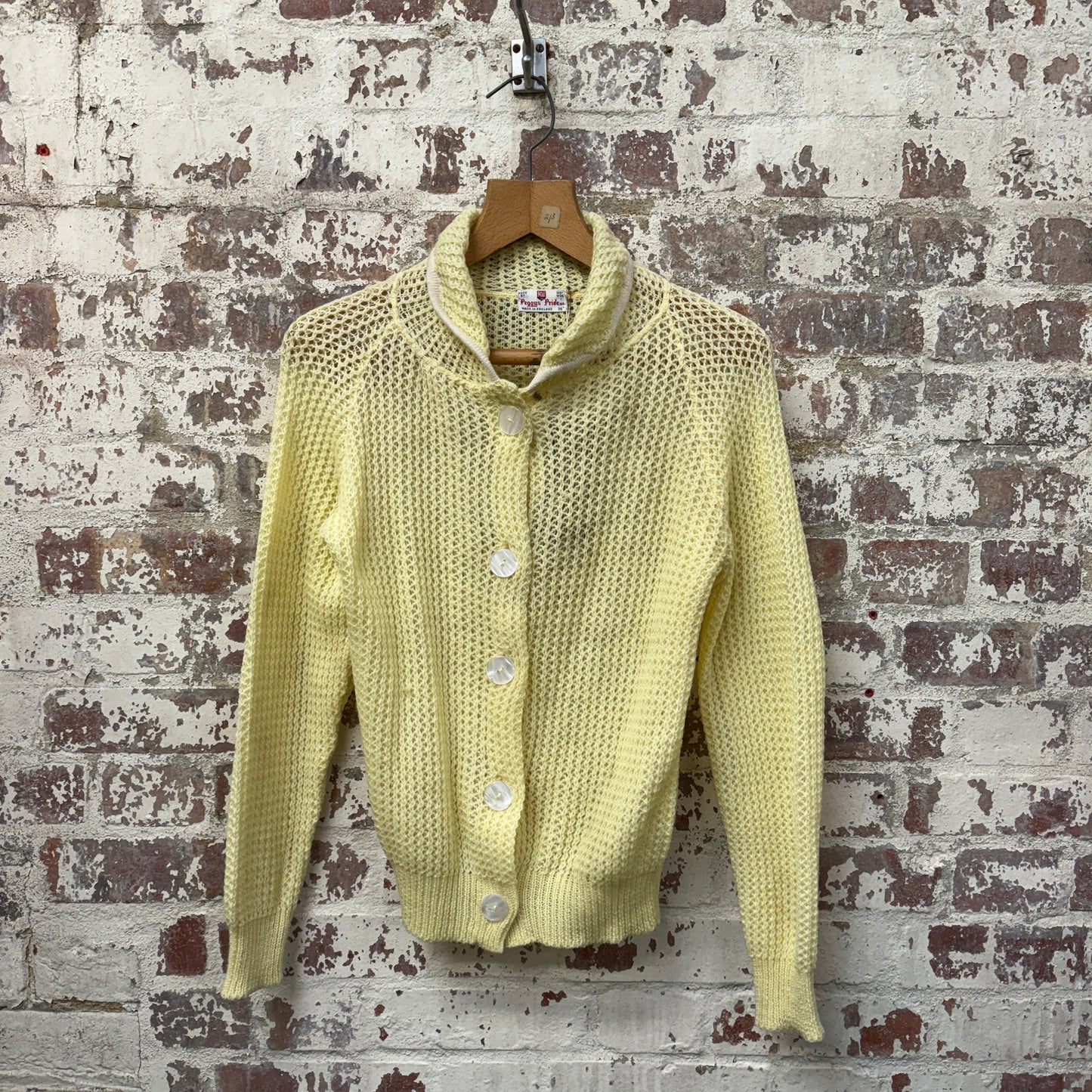 1960s Yellow British Wool Cardigan Jumper