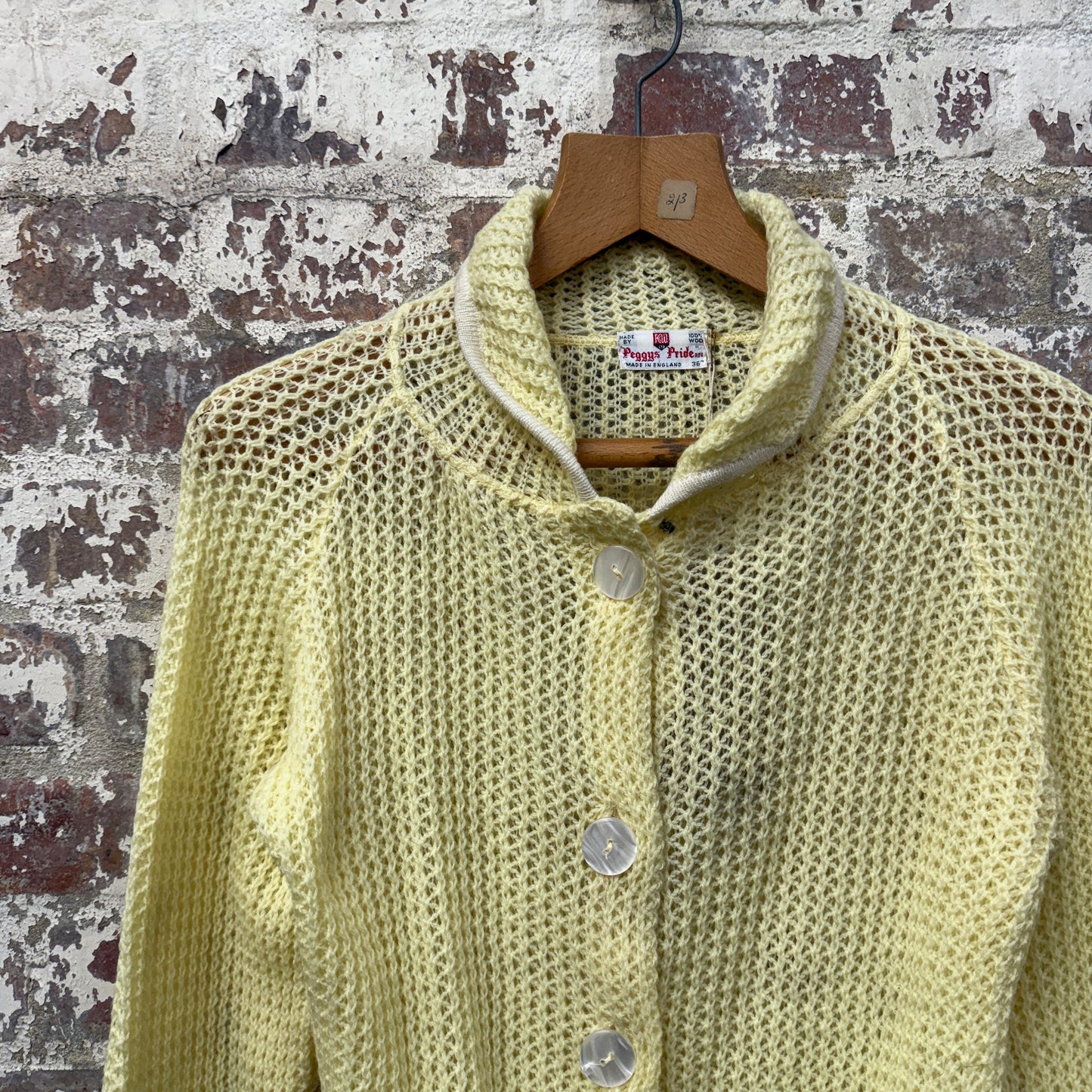 1960s Yellow British Wool Cardigan Jumper