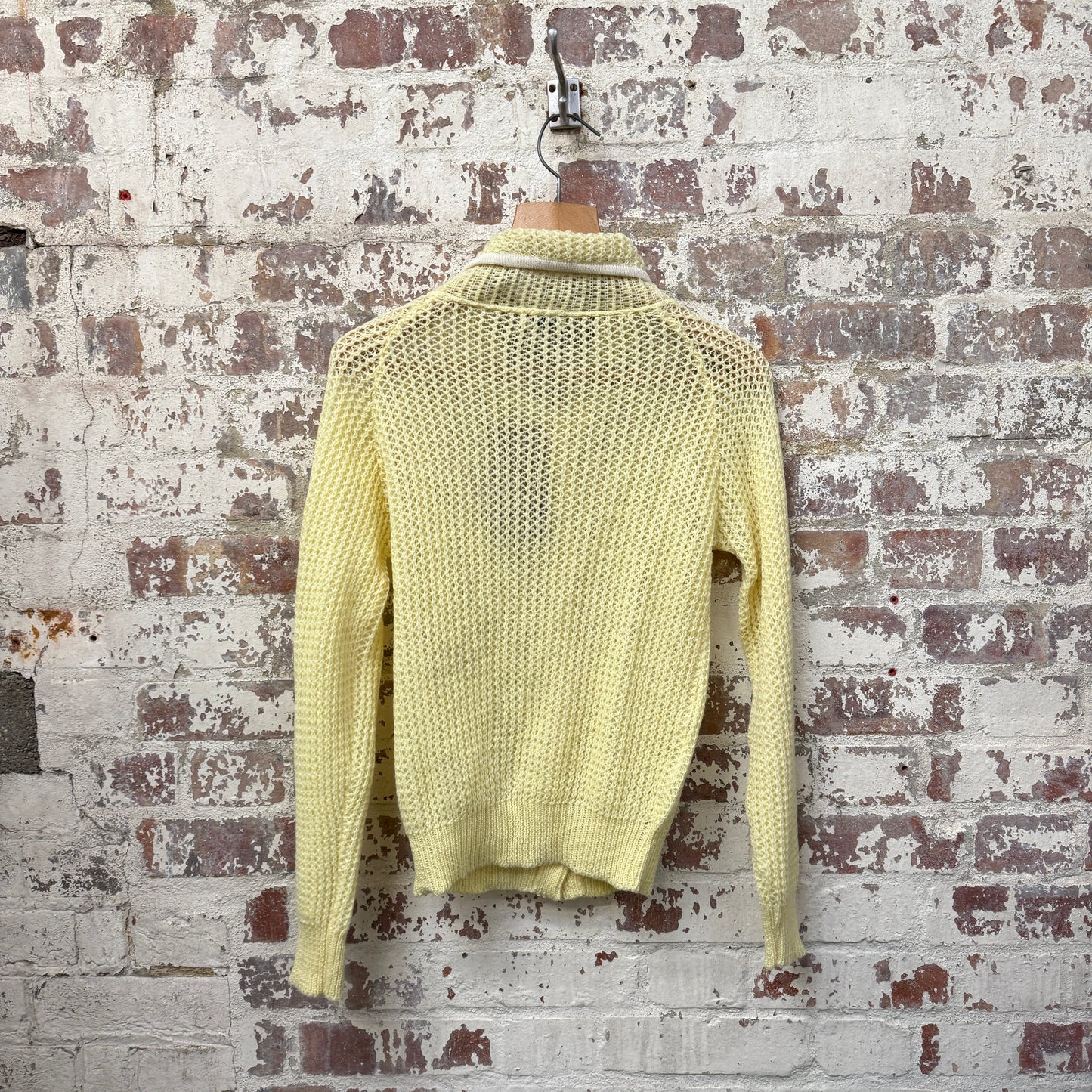 1960s Yellow British Wool Cardigan Jumper